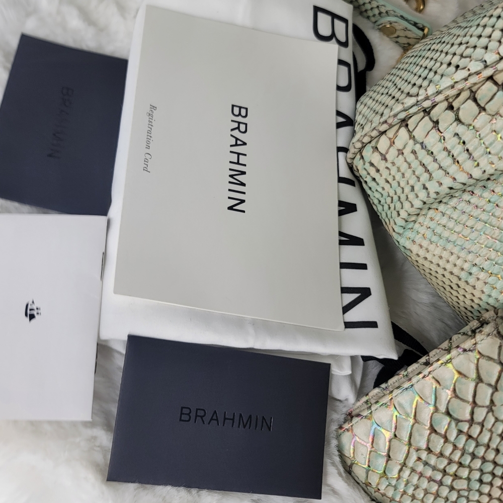 ☆ Brahmin 2 PCS SET Matching Designer Rare Shoulder Bag Purse + Wallet - Picture 7 of 16
